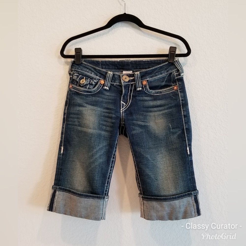 TRUE RELIGION cuffed jean shorts